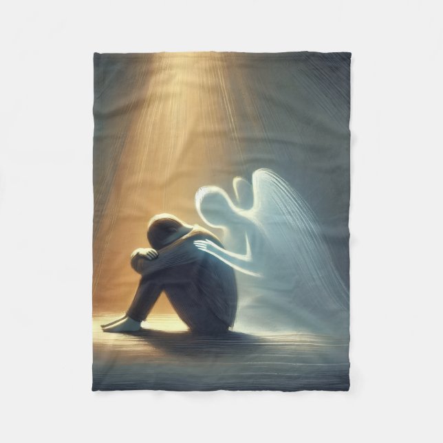 Silent Comfort – Angel of Light Spiritual Healing  Fleece Blanket (Front)