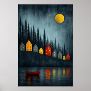 Silent Drift Beneath the Golden Moon Poster