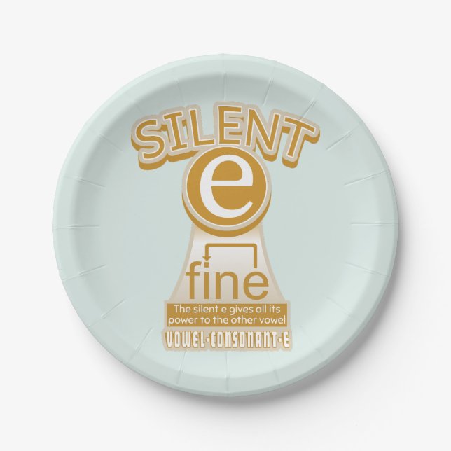 Silent E English Language Phonics Rule Paper Plate (Front)