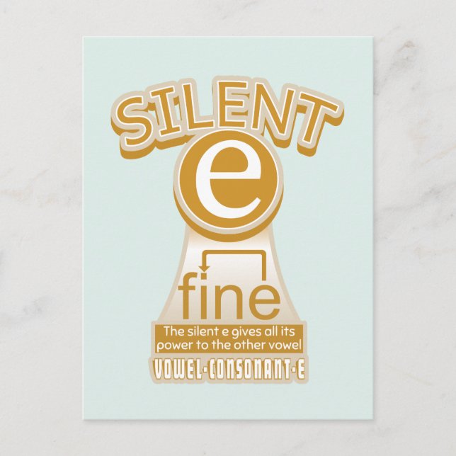 Silent E English Language Phonics Rule Postcard (Front)