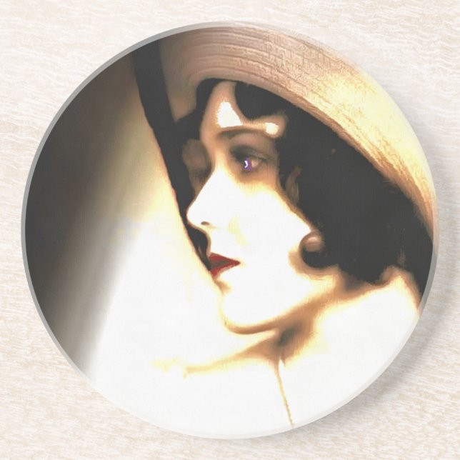 Silent Film Star Vintage 1920s Portrait Coaster (Front)