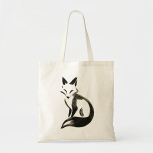 Silent Fox – Minimalist Ink Brush on Tote Bag
