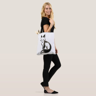 Silent Fox – Minimalist Ink Brush on Tote Bag