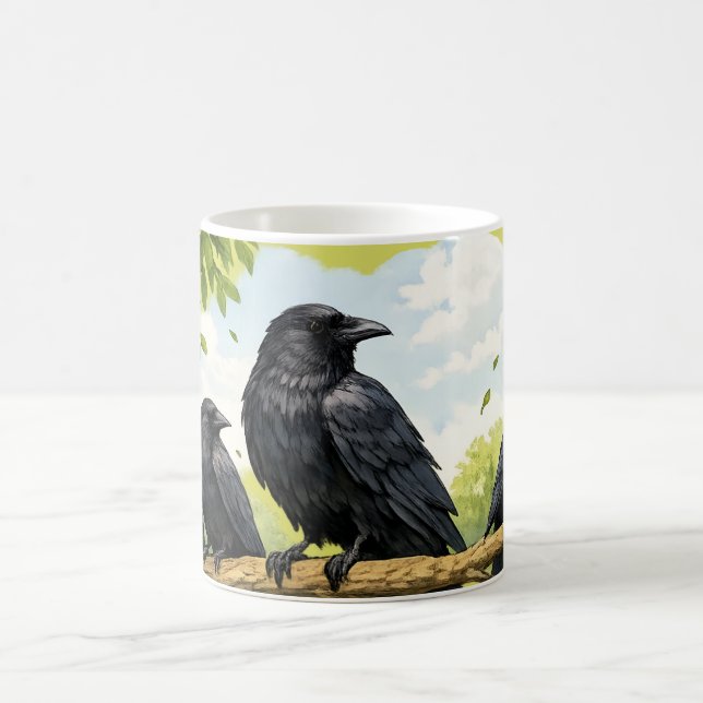 Silent Gathering – Crows on a Park Branch Coffee Mug (Center)