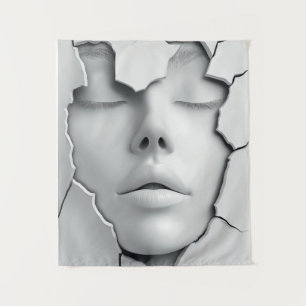 Silent Girl Beneath the Cracked Surface Tapestry