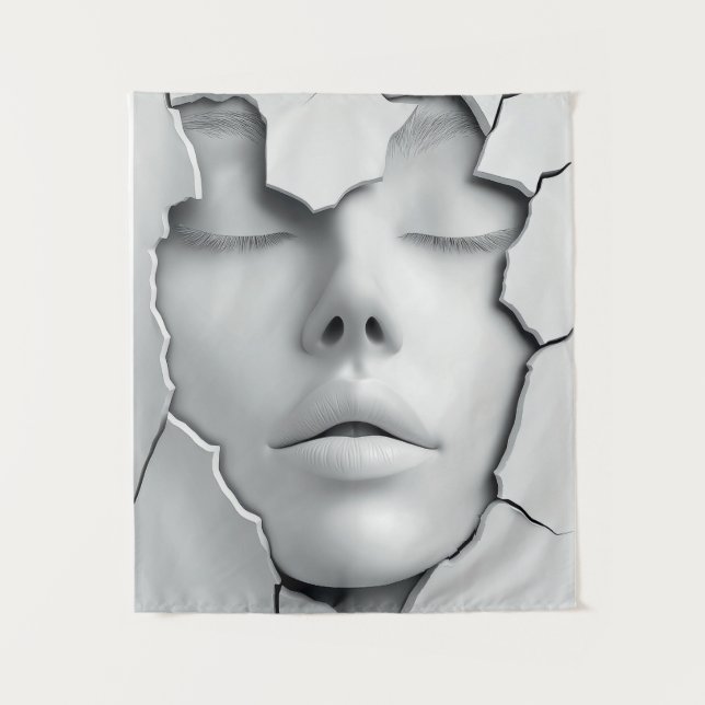 Silent Girl Beneath the Cracked Surface Tapestry (Front)