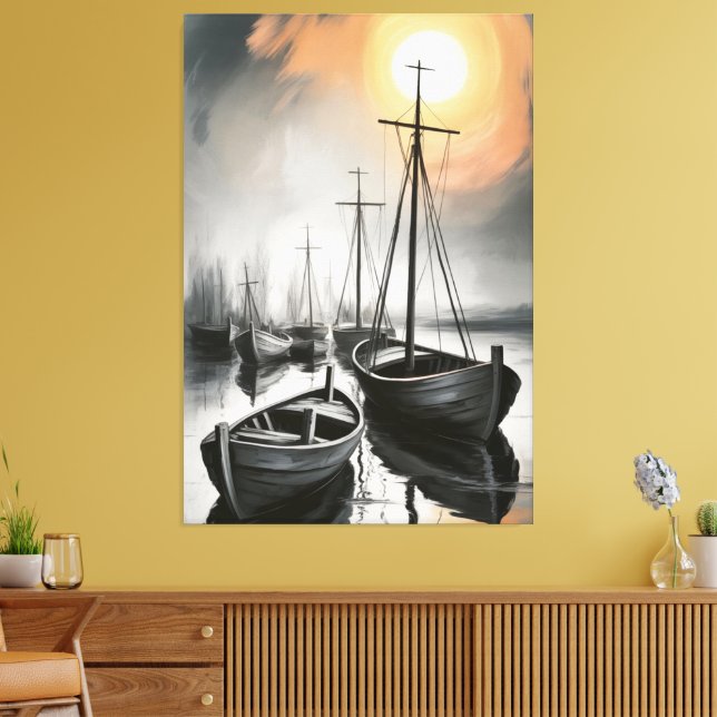 Silent Harbour Eclipse Canvas Print (Insitu(LivingRoom))
