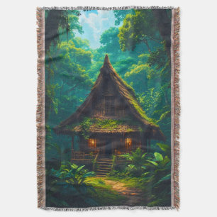 Silent House in the Tropical Forest Throw Blanket