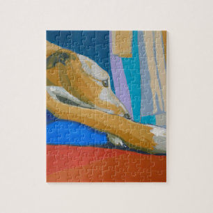 'Silent Longing' - Yellow lurcher Jigsaw Puzzle