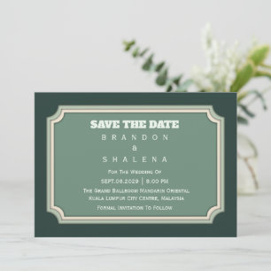 Silent Luxury: Minimalist Emerald Crest Save The Date