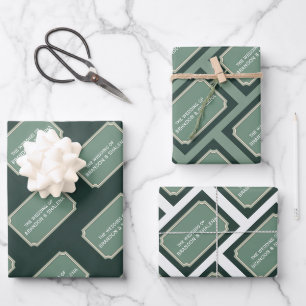 Silent Luxury: Minimalist Emerald Crest Wrapping Paper Sheet