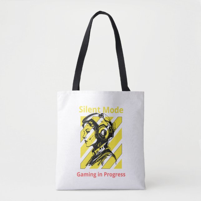 Silent Mode – Gaming in Progress | Gamer Room Warn Tote Bag (Front)