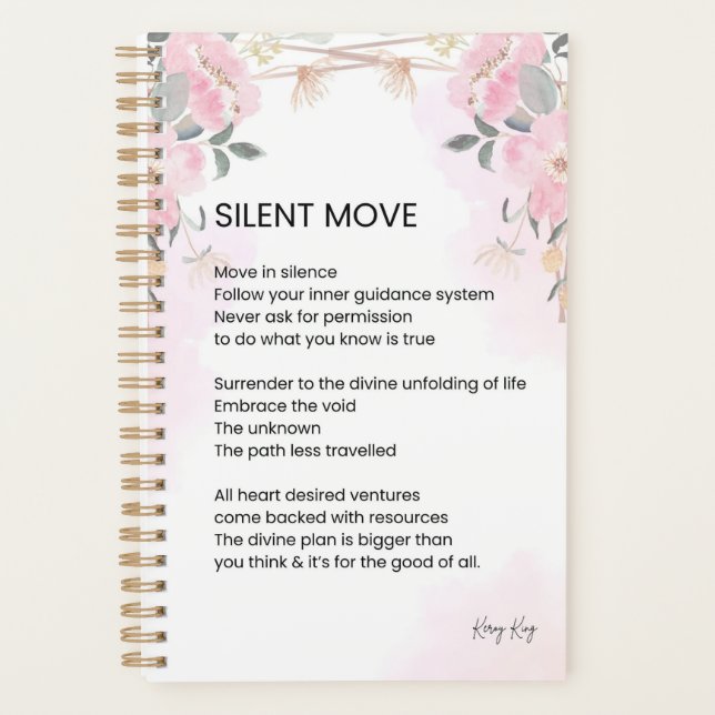 Silent Move - Encouragement Poem Poetry  Planner (Front)