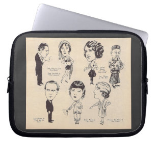 Silent Movie Actor Caricatures Laptop Sleeve