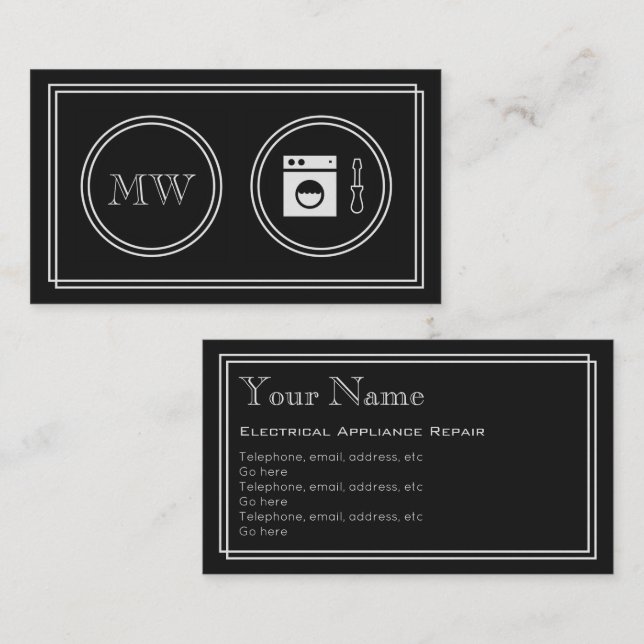 "Silent Movie" Appliance Repair Business Cards (Front/Back)