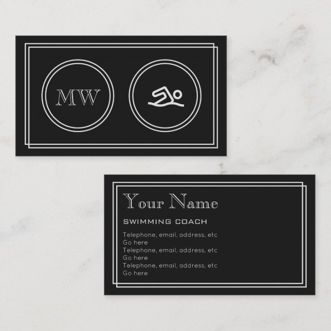"Silent Movie" Swimming Instructor Business Cards (Front/Back)