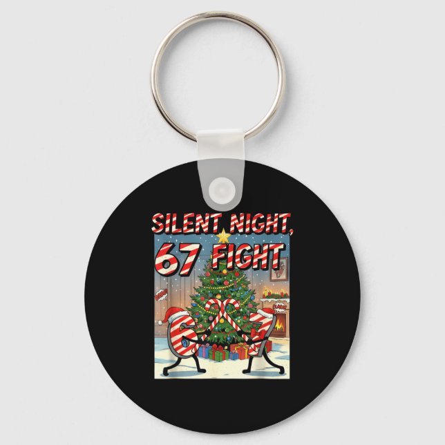 Silent Night 67 Fight Christmas Cartoon Tee  Key Ring (Front)