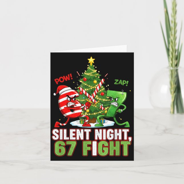 Silent Night 67 Fight Funny Christmas  Card (Front)