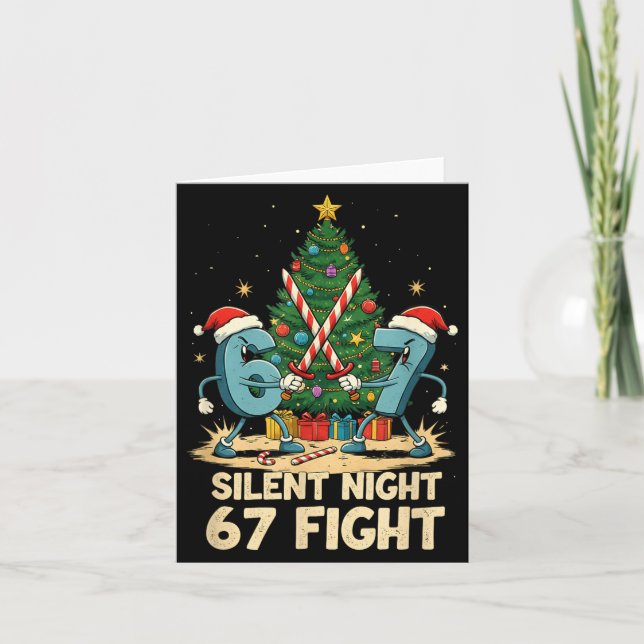 Silent Night 67 Fight Funny Christmas Tee  Card (Front)