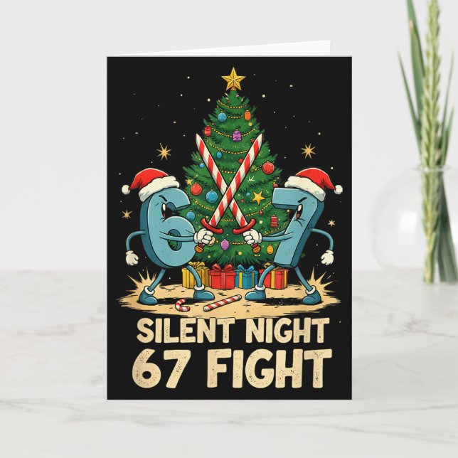 Silent Night 67 Fight Funny Christmas Tee  Card (Front)