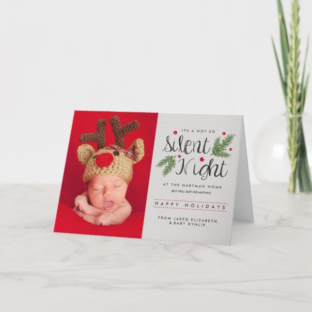 Silent Night | Birth Announcement Greeting Card (Front)
