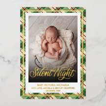 Silent Night | Christmas Baby Photo Plaid Pattern