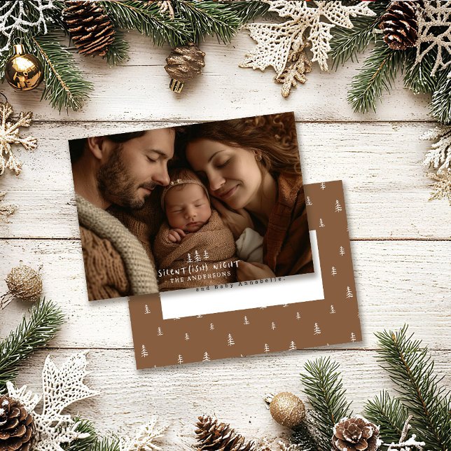 Silent night Christmas elegant modern  photo Holiday Card (Creator Uploaded)