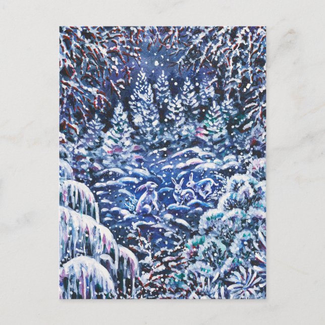 Silent Night Christmas Holiday Watercolor Postcard (Front)