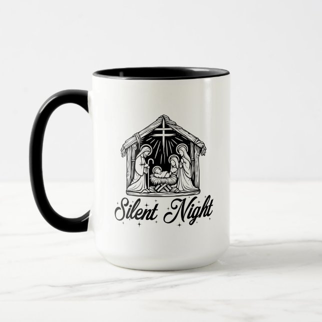 Silent Night - Christmas Nativity Scene Mug (Left)