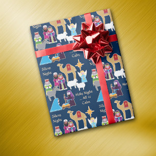Silent Night Christmas Nativity Wrapping Paper