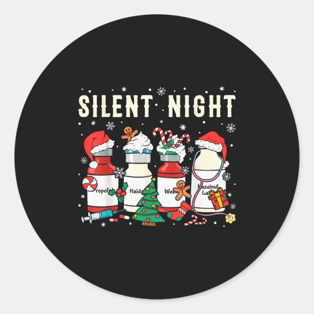 Silent Night Christmas Nurse Medical Profol Doctor Classic Round Sticker (Front)