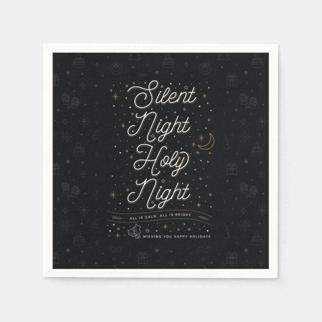 Silent Night Christmas Party Paper Napkins (Front)