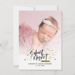 Silent Night Christmas Photo Birth Announcement