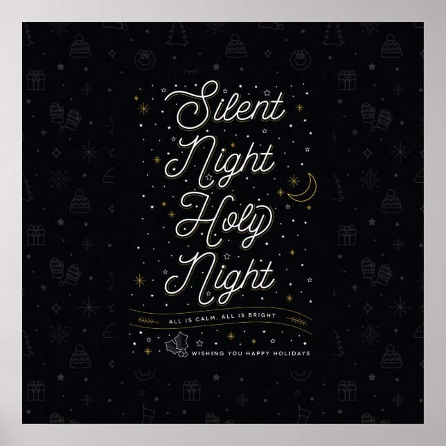 Silent Night Christmas Poster 24x24 / Black (Front)