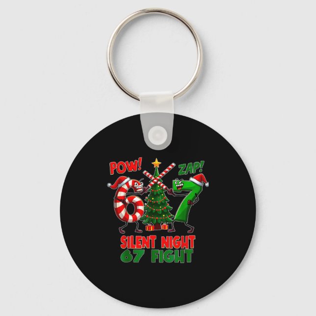 Silent Night Christmas Tree 67 Pajamas Funny Six S Key Ring (Front)