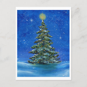 Silent night Christmas tree by Renee Lavoie Holida Holiday Postcard