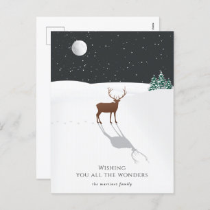 Silent Night Christmas Wonders Deer Stars Moon Holiday Postcard
