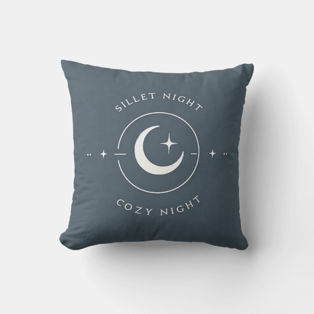 Silent Night Cosy Night Moon Stars Decorative Cushion (Front)