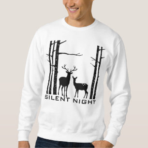 Silent Night Deer in Woods - Christmas Sweatshirt