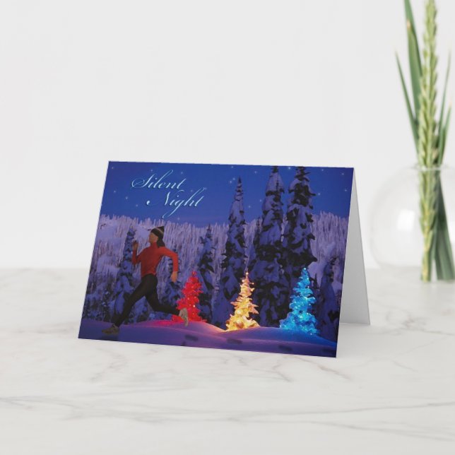 Silent Night - Female Running By Holiday Card (Front)