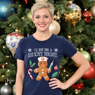 Silent Night Funny Christmas CRNA Gingerbread T-Shirt