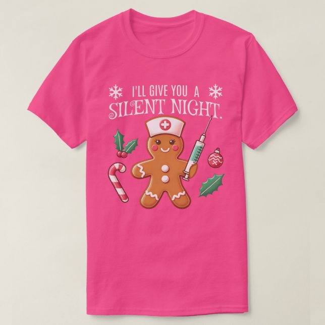 Silent Night Funny Christmas Nurse Anaesthetist T-Shirt (Design Front)