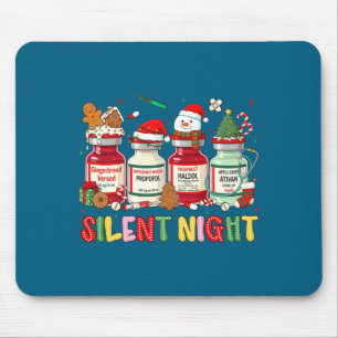 Silent Night Funny Nurse Christmas Design Long Sle Mouse Mat