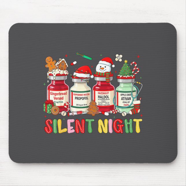 Silent Night Funny Nurse Christmas Design  Mouse Mat (Front)