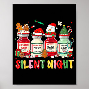 Silent Night Funny Nurse Christmas Design  Poster