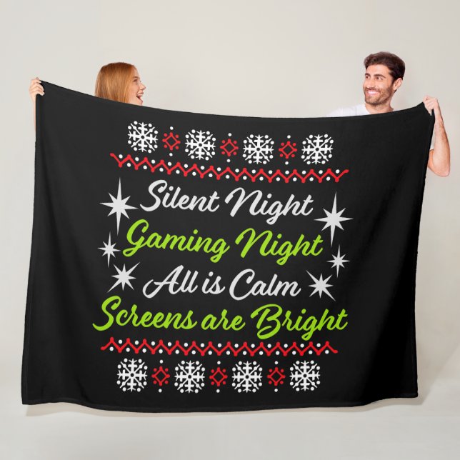 Silent Night Gaming Night All Calm Screens Bright Fleece Blanket (In Situ)