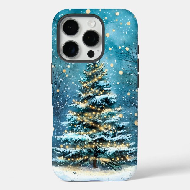 Silent Night Glow Bright Christmas Forest Tree Case-Mate iPhone Case (Back)