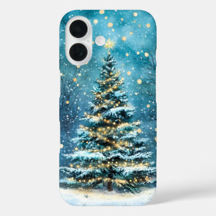 Silent Night Glow Bright Christmas Forest Tree iPhone 16 Case