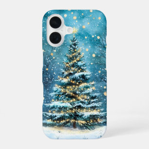 Silent Night Glow Bright Christmas Forest Tree iPhone 16 Case