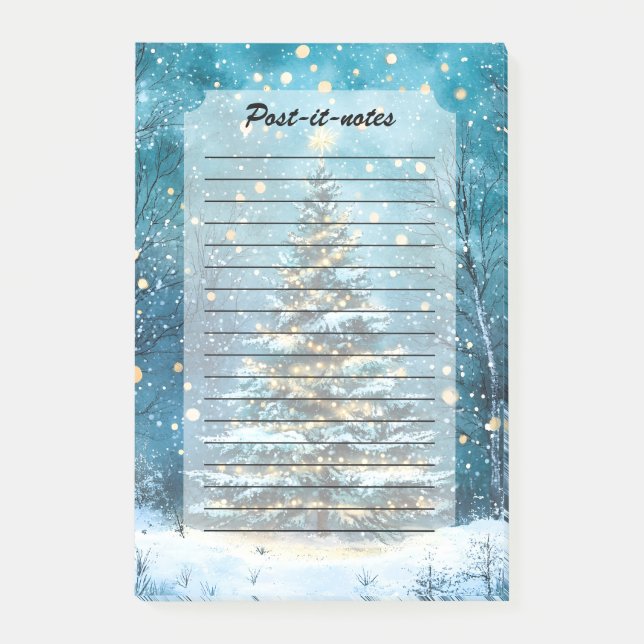 Silent Night Glow Bright Christmas Forest Tree Post-it Notes (Front)